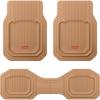 image:imageCoverado HeavyDuty PVC Car Floor Mats Full Set  Black Metallic Heel Pad AllWeather Protection for Front amp Rear NonSlip Backing EasytoClean Liners 4 PcsBeige