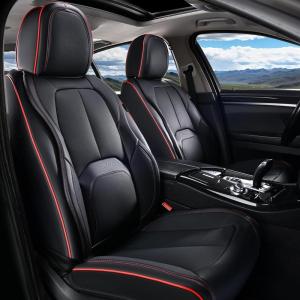 image:imageCoverado Car Seat Covers Full Set Waterproof Nappa Leather Seat Covers for Car Car Seat Protector with Lumbar Support Automotive Seat Covers Universal Fit for Most Cars SUV Trucks BlackampPurpleABlackRed1