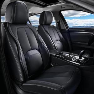 image:imageCoverado Car Seat Covers Full Set Waterproof Nappa Leather Seat Covers for Car Car Seat Protector with Lumbar Support Automotive Seat Covers Universal Fit for Most Cars SUV Trucks BlackampPurpleABlack