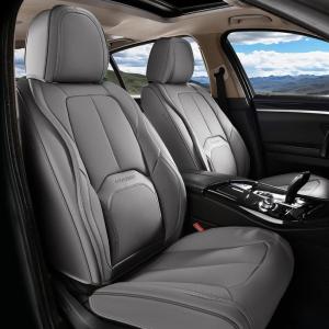 image:imageCoverado Car Seat Covers Full Set Waterproof Nappa Leather Seat Covers for Car Car Seat Protector with Lumbar Support Automotive Seat Covers Universal Fit for Most Cars SUV Trucks BlackampPurpleAGray
