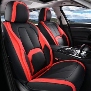 image:imageCoverado Car Seat Covers Full Set Waterproof Nappa Leather Seat Covers for Car Car Seat Protector with Lumbar Support Automotive Seat Covers Universal Fit for Most Cars SUV Trucks BlackampPurpleAPatchworkBlackRed