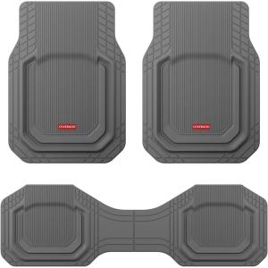 image:imageCoverado HeavyDuty PVC Car Floor Mats Full Set  Black Metallic Heel Pad AllWeather Protection for Front amp Rear NonSlip Backing EasytoClean Liners 4 PcsGray