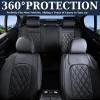 image:imageCoverado Car Seat Covers Full Set Black Seat Covers Waterproof Faux Leather Car Seat Cover Luxury Car Seat Cover Automotive Seat Covers 5 Seats Car Seat Protector Universal Fit Most CarsABlack