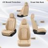 image:imageCoverado Car Seat Covers Full Set Black Seat Covers Waterproof Faux Leather Car Seat Cover Luxury Car Seat Cover Automotive Seat Covers 5 Seats Car Seat Protector Universal Fit Most CarsABeige