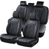 image:imageCoverado Car Seat Covers Full Set Black Seat Covers Waterproof Faux Leather Car Seat Cover Luxury Car Seat Cover Automotive Seat Covers 5 Seats Car Seat Protector Universal Fit Most CarsABlack