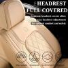 image:imageCoverado Car Seat Covers Full Set Black Seat Covers Waterproof Faux Leather Car Seat Cover Luxury Car Seat Cover Automotive Seat Covers 5 Seats Car Seat Protector Universal Fit Most CarsBeige