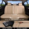 image:imageCoverado Car Seat Covers Full Set Black Seat Covers Waterproof Faux Leather Car Seat Cover Luxury Car Seat Cover Automotive Seat Covers 5 Seats Car Seat Protector Universal Fit Most CarsABeige