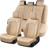 image:imageCoverado Car Seat Covers Full Set Black Seat Covers Waterproof Faux Leather Car Seat Cover Luxury Car Seat Cover Automotive Seat Covers 5 Seats Car Seat Protector Universal Fit Most CarsABeige