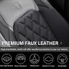 image:imageCoverado Car Seat Covers Full Set Black Seat Covers Waterproof Faux Leather Car Seat Cover Luxury Car Seat Cover Automotive Seat Covers 5 Seats Car Seat Protector Universal Fit Most CarsAGrayBalck