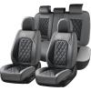 image:imageCoverado Car Seat Covers Full Set Black Seat Covers Waterproof Faux Leather Car Seat Cover Luxury Car Seat Cover Automotive Seat Covers 5 Seats Car Seat Protector Universal Fit Most CarsAGrayBalck