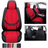 image:imageCoverado Car Seat Covers Full Set Black Seat Covers Waterproof Faux Leather Car Seat Cover Luxury Car Seat Cover Automotive Seat Covers 5 Seats Car Seat Protector Universal Fit Most CarsFabricBlackRed