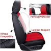 image:imageCoverado Car Seat Covers Full Set Black Seat Covers Waterproof Faux Leather Car Seat Cover Luxury Car Seat Cover Automotive Seat Covers 5 Seats Car Seat Protector Universal Fit Most CarsFabricBlackRed