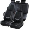 image:imageCoverado Car Seat Covers Full Set Black Seat Covers Waterproof Faux Leather Car Seat Cover Luxury Car Seat Cover Automotive Seat Covers 5 Seats Car Seat Protector Universal Fit Most CarsFabricBlack