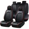 image:imageCoverado Car Seat Covers Full Set Black Seat Covers Waterproof Faux Leather Car Seat Cover Luxury Car Seat Cover Automotive Seat Covers 5 Seats Car Seat Protector Universal Fit Most CarsABlackRed