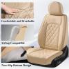 image:imageCoverado Car Seat Covers Full Set Black Seat Covers Waterproof Faux Leather Car Seat Cover Luxury Car Seat Cover Automotive Seat Covers 5 Seats Car Seat Protector Universal Fit Most CarsABeige