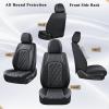 image:imageCoverado Car Seat Covers Full Set Black Seat Covers Waterproof Faux Leather Car Seat Cover Luxury Car Seat Cover Automotive Seat Covers 5 Seats Car Seat Protector Universal Fit Most CarsABlack