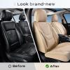image:imageCoverado Car Seat Covers Front Seats 2 Piece Car Seat Protector Waterproof Leather Seat Cushion Universal Fit for Truck Automotive Vehicles BlackBeige