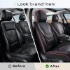 image:imageCoverado Car Seat Covers Front Seats 2 Piece Car Seat Protector Waterproof Leather Seat Cushion Universal Fit for Truck Automotive Vehicles BlackBlackRed