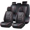 image:imageCoverado Car Seat Covers Front Seats 2 Piece Car Seat Protector Waterproof Leather Seat Cushion Universal Fit for Truck Automotive Vehicles BlackBlackRed