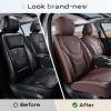 image:imageCoverado Car Seat Covers Front Seats 2 Piece Car Seat Protector Waterproof Leather Seat Cushion Universal Fit for Truck Automotive Vehicles BlackBrown