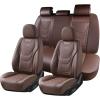 image:imageCoverado Car Seat Covers Front Seats 2 Piece Car Seat Protector Waterproof Leather Seat Cushion Universal Fit for Truck Automotive Vehicles BlackBrown