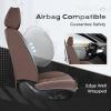 image:imageCoverado Car Seat Covers Front Seats 2 Piece Car Seat Protector Waterproof Leather Seat Cushion Universal Fit for Truck Automotive Vehicles BlackBrown
