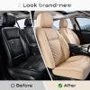 image:imageCoverado Car Seat Covers Full Set 5 Pieces Luxury Nappa Leather Seat Covers Universal Fit Waterproof NonSlip Breathable Front amp Back Automotive Seat Protectors for Cars SUVs TrucksBeige
