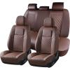 image:imageCoverado Car Seat Covers Full Set 5 Pieces Luxury Nappa Leather Seat Covers Universal Fit Waterproof NonSlip Breathable Front amp Back Automotive Seat Protectors for Cars SUVs TrucksCoffe
