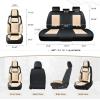 image:imageCoverado Car Seat Covers Full Set 5 Pieces Luxury Nappa Leather Seat Covers Universal Fit Waterproof NonSlip Breathable Front amp Back Automotive Seat Protectors for Cars SUVs TrucksBlackBeige