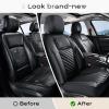 image:imageCoverado Car Seat Covers Full Set 5 Pieces Luxury Nappa Leather Seat Covers Universal Fit Waterproof NonSlip Breathable Front amp Back Automotive Seat Protectors for Cars SUVs TrucksBlack