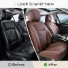 image:imageCoverado Car Seat Covers Full Set 5 Pieces Luxury Nappa Leather Seat Covers Universal Fit Waterproof NonSlip Breathable Front amp Back Automotive Seat Protectors for Cars SUVs TrucksCoffe
