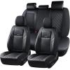image:imageCoverado Car Seat Covers Full Set 5 Pieces Luxury Nappa Leather Seat Covers Universal Fit Waterproof NonSlip Breathable Front amp Back Automotive Seat Protectors for Cars SUVs TrucksBlack