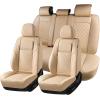image:imageCoverado Car Seat Covers Full Set 5 Pieces Luxury Nappa Leather Seat Covers Universal Fit Waterproof NonSlip Breathable Front amp Back Automotive Seat Protectors for Cars SUVs TrucksBeige