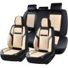 image:imageCoverado Car Seat Covers Full Set 5 Pieces Luxury Nappa Leather Seat Covers Universal Fit Waterproof NonSlip Breathable Front amp Back Automotive Seat Protectors for Cars SUVs TrucksBlackBeige