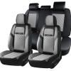 image:imageCoverado Car Seat Covers Full Set 5 Pieces Luxury Nappa Leather Seat Covers Universal Fit Waterproof NonSlip Breathable Front amp Back Automotive Seat Protectors for Cars SUVs TrucksBlackGray