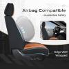 image:imageCoverado Car Seat Covers with Lumbar Support Front Covers for Cars Universal Automotive Seat Cover Waterproof Leather Car Seat Cushion Interior Seat Protectors for Most CarsBlackBrown