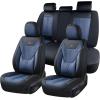 image:imageCoverado Car Seat Covers with Lumbar Support Front Covers for Cars Universal Automotive Seat Cover Waterproof Leather Car Seat Cushion Interior Seat Protectors for Most CarsBlackBlue
