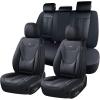 image:imageCoverado Car Seat Covers with Lumbar Support Front Covers for Cars Universal Automotive Seat Cover Waterproof Leather Car Seat Cushion Interior Seat Protectors for Most CarsBlack