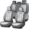 image:imageCoverado Car Seat Covers with Lumbar Support Front Covers for Cars Universal Automotive Seat Cover Waterproof Leather Car Seat Cushion Interior Seat Protectors for Most CarsGrayLGray