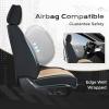 image:imageCoverado Car Seat Covers with Lumbar Support Front Covers for Cars Universal Automotive Seat Cover Waterproof Leather Car Seat Cushion Interior Seat Protectors for Most CarsBlackBeige