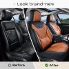 image:imageCoverado Car Seat Covers with Lumbar Support Front Covers for Cars Universal Automotive Seat Cover Waterproof Leather Car Seat Cushion Interior Seat Protectors for Most CarsBlackBrown