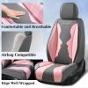 image:imageCoverado Car Seat Covers with Lumbar Support Front Covers for Cars Universal Automotive Seat Cover Waterproof Leather Car Seat Cushion Interior Seat Protectors for Most CarsBlackPink
