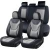 image:imageCoverado Car Seat Covers with Lumbar Support Front Covers for Cars Universal Automotive Seat Cover Waterproof Leather Car Seat Cushion Interior Seat Protectors for Most CarsBlackGray