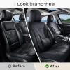 image:imageCoverado Car Seat Covers with Lumbar Support Front Covers for Cars Universal Automotive Seat Cover Waterproof Leather Car Seat Cushion Interior Seat Protectors for Most CarsBlack