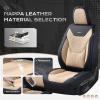 image:imageCoverado Car Seat Covers with Lumbar Support Front Covers for Cars Universal Automotive Seat Cover Waterproof Leather Car Seat Cushion Interior Seat Protectors for Most CarsBlackBeige