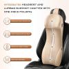 image:imageCoverado Car Seat Cushion and Lumbar Support Headrest Pillow One Piece Ergonomic Memory Foam Car Neck Pillow amp Back Support Soft Leather Breathable Driving Seat Cushion Sciatica Pain Relief BlackBeige