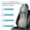 image:imageCoverado Car Seat Cushion and Lumbar Support Headrest Pillow One Piece Ergonomic Memory Foam Car Neck Pillow amp Back Support Soft Leather Breathable Driving Seat Cushion Sciatica Pain Relief BlackGray