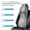 image:imageCoverado Car Seat Cushion and Lumbar Support Headrest Pillow One Piece Ergonomic Memory Foam Car Neck Pillow amp Back Support Soft Leather Breathable Driving Seat Cushion Sciatica Pain Relief BlackGray