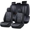 image:imageCoverado Waterproof Nappa Leather Car Seat Covers Automotive Seat CoversFront Car Seat Cushion amp Car Seat Protector Black Seat Covers Universal Fit for Most Cars SUVs TrucksBlackA