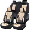 image:imageCoverado Waterproof Nappa Leather Car Seat Covers Automotive Seat CoversFront Car Seat Cushion amp Car Seat Protector Black Seat Covers Universal Fit for Most Cars SUVs TrucksBlackBeige